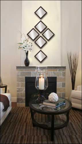 6 Decorative Mirrors in Brown Frame